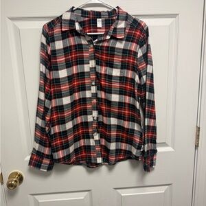 Arizona Jean Company Red and Blue Plaid Button Down Shirt Size XS